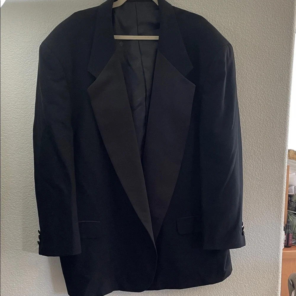 Pierre Balmain Elegant Black Tuxedo Jacket 100% wool formal 53R
